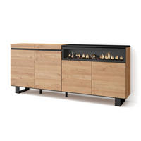 SIDEBOARD Elektrokamin, eiche, schwarz, 200/35/87cm - Beige/Multicolor, Holzwerkstoff (200/87/35cm) - Skraut Home