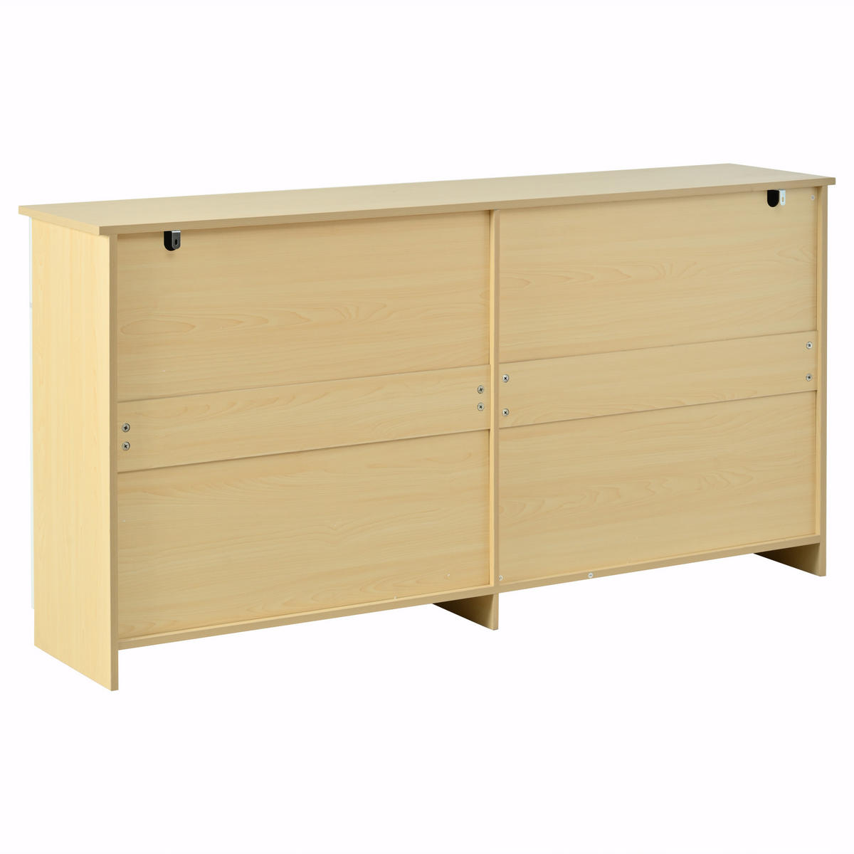 SIDEBOARD Kommode 4 Schubladen 4 Türen gerillt 160cm Weiß Natur - Multicolor, Holzwerkstoff (160/80/35cm) - FLIEKS