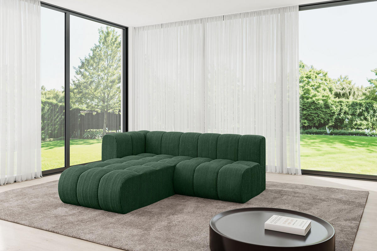 ECKSOFA modulares Sofa Darnel-L1 - 205x177x70 cm Grün - Grün, Holzwerkstoff/Textil (205/177cm) - ALTDECOR
