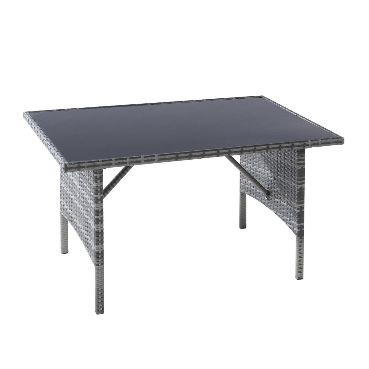 GARTENMÖBELSET 195x144x95cm grau aus Rattan und Stahl, waschbar - Grau, Metall - Modfu