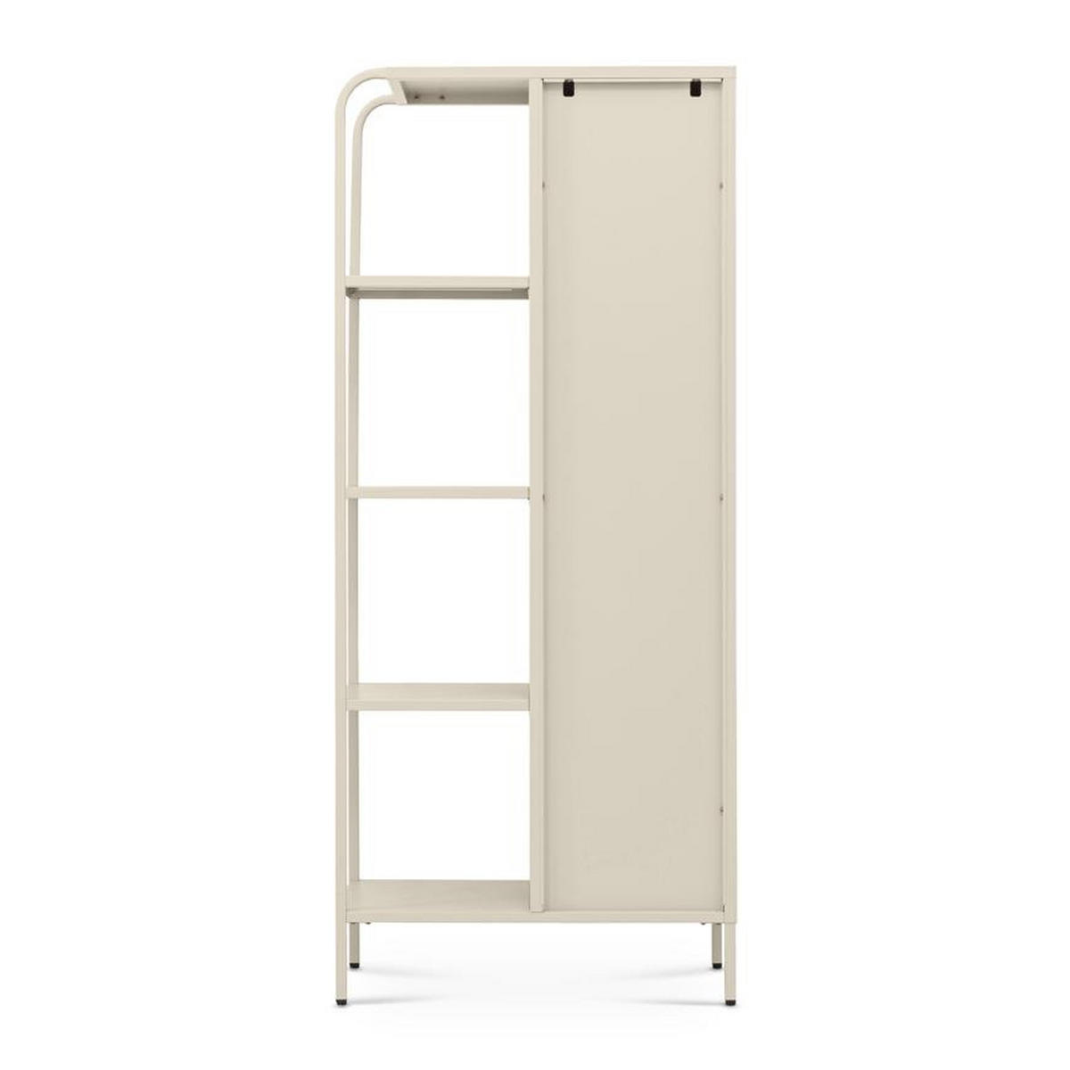 REGAL Industrielles Regal aus beigefarbenem Metallgitter mit 1 Tür und 4 Fächern - HERA - Beige, Metall (75/175/35cm) - Sicaan