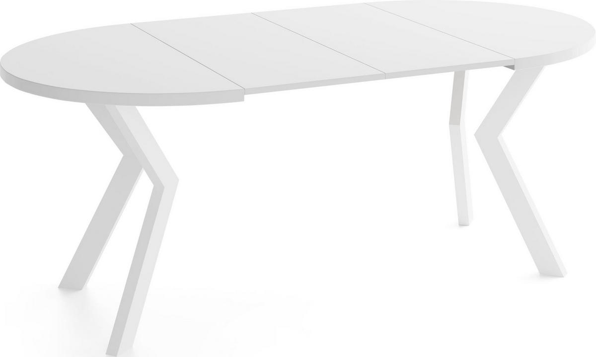 ESSTISCH Savio Weiß rund ausziehbar verlängerbar, Weiß 90-190/90/77 cm - Weiß, Holz/Holzwerkstoff (90/190/77cm) - WFL GROUP