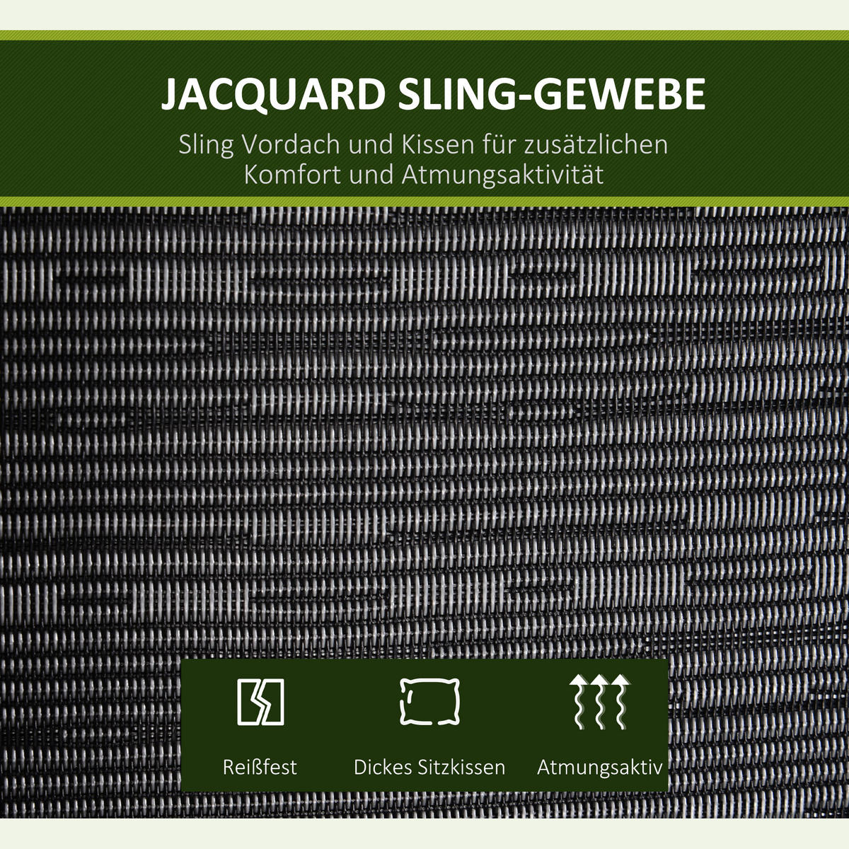 HOLLYWOODSCHAUKEL, Verstellbares Sonnendach, Texteline, Grau, 200 x 120 x 170 cm - Schwarz, Metall (120/170/200cm) - Outsunny