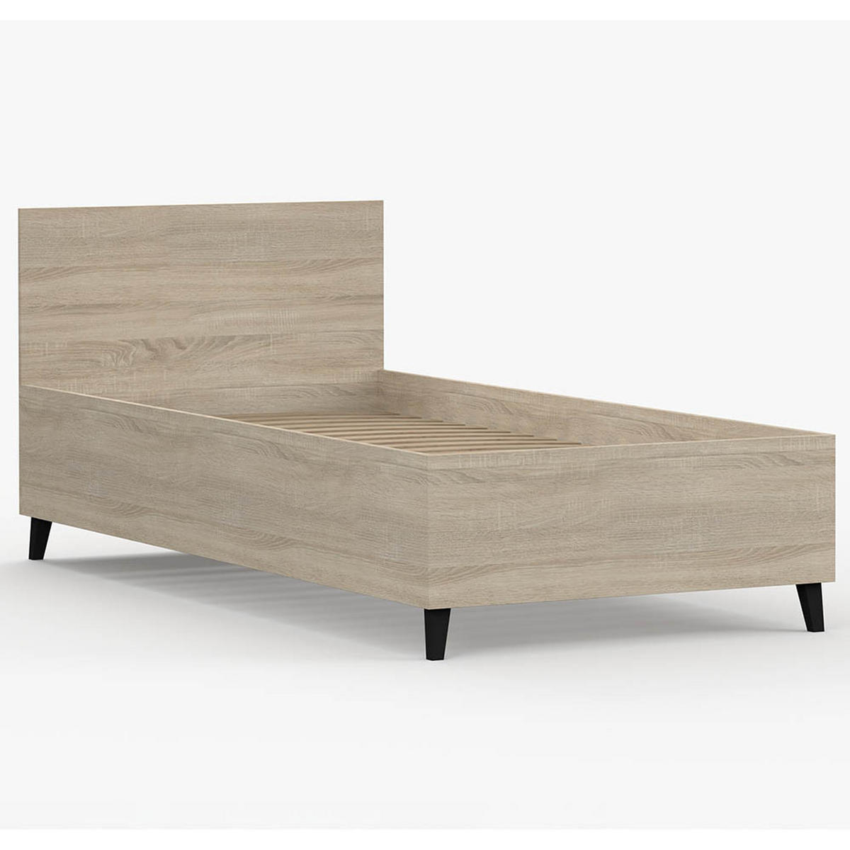 BETT 90/200 cm Fox 36 Sonoma Eiche/Sonoma Eiche - Schwarz/Sonoma Eiche, Holz/Holzwerkstoff (93.5/85/205cm) - imoebel24