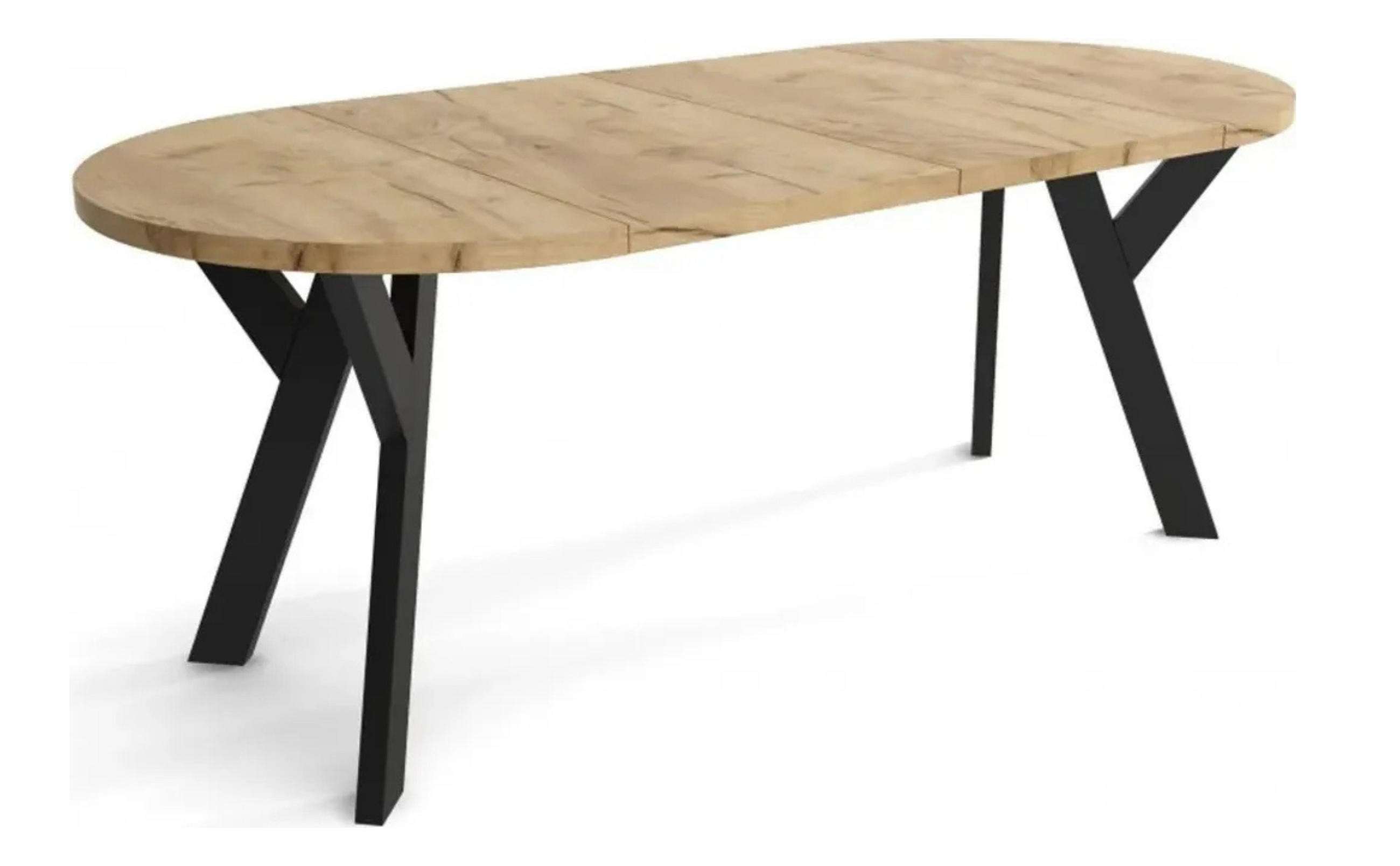 ESSZIMMERTISCH IDA, ausziehbarer Tisch Durchmesser: 110 cm bis 150 cm, Wohnzimmertisch Farbe: Hellbraun, mit Holzbeinen in Farbe Schwarz - Schwarz/Sonoma Eiche, Holzwerkstoff (110/110/75cm) - Sepro Meble