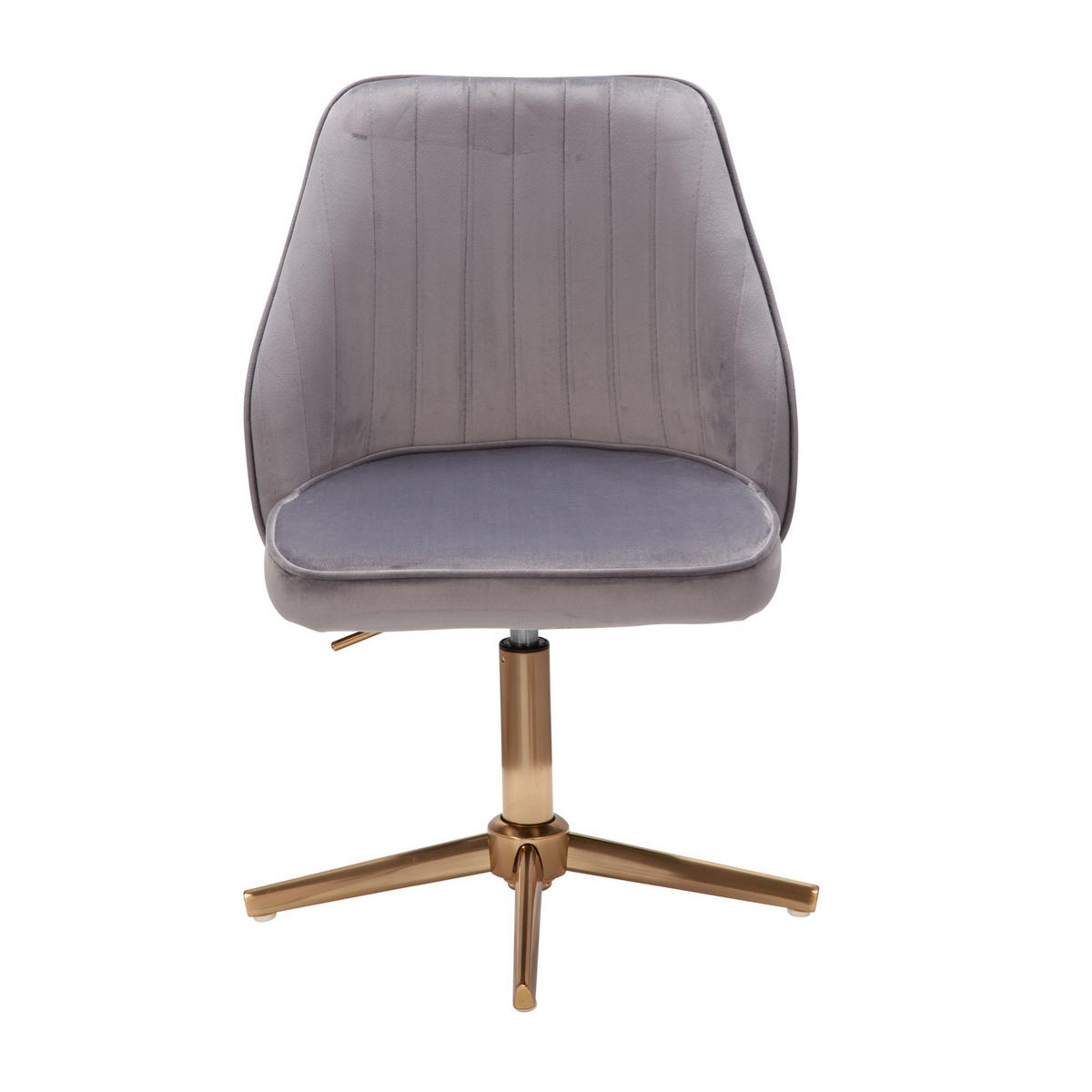 DREHSTUHL Samt mit Höhenverstellung, Eisenfuß und 360° Drehfunktion TANARO, Grau 60x60x100 cm - Goldfarben/Grau, Textil/Metall (60/100/60cm) - KADIMA DESIGN