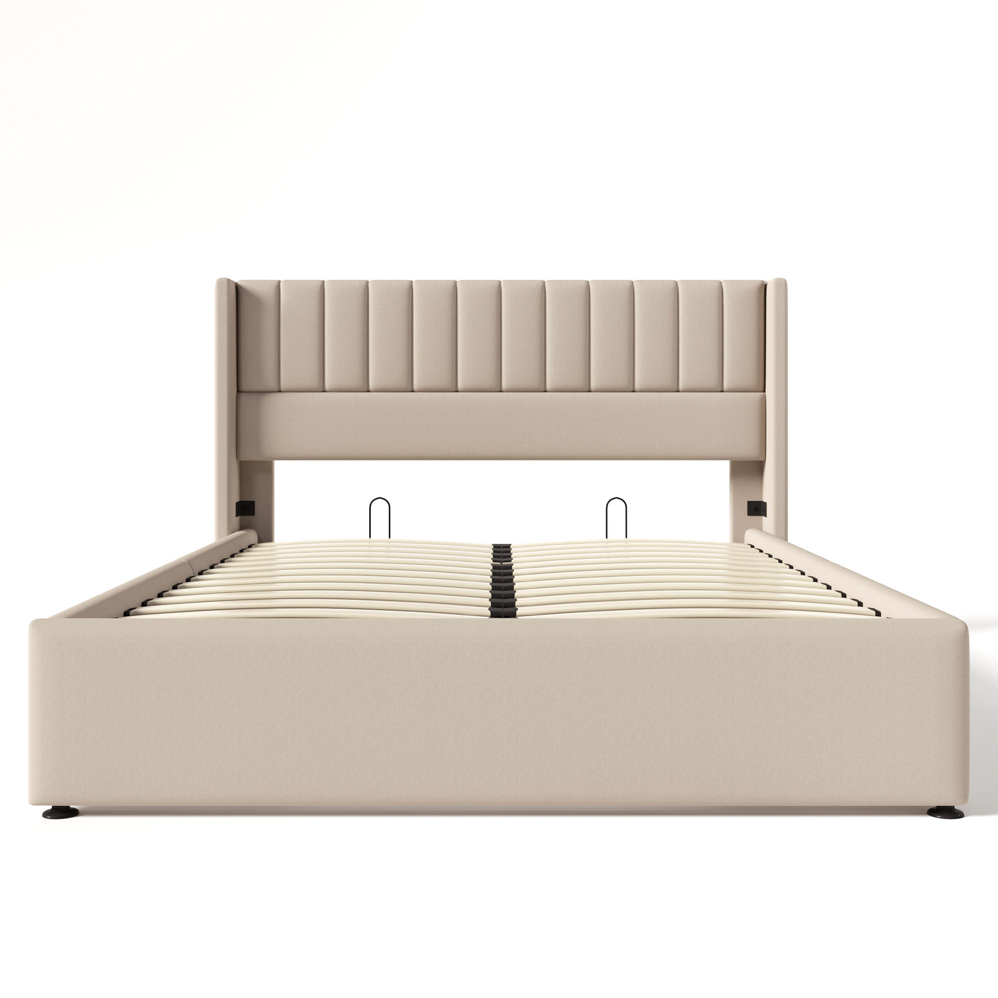 POLSTERBETT 160/200 cm in Beige mit hydraulischem Stauraum - Beige, Textil (160/200cm) - Oxeza