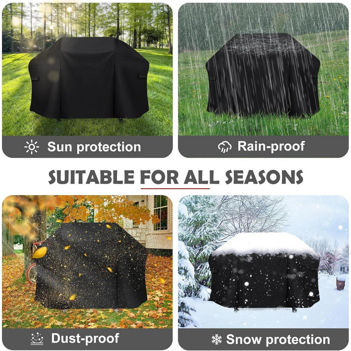 GRILLABDECKUNG 168 cm wasserdicht für Weber Summit 400-Series - Schwarz, Textil (68/119/170cm)