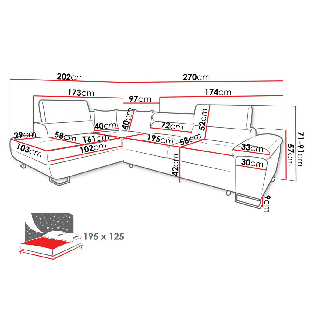Thumbnail - Mirjan24 Ecksofa, Schwarz, Textil, 6-Sitzer, Ottomane links,Rechteckig, 270x202 cm, Wohnzimmer, Sofas & Couches, Wohnlan...