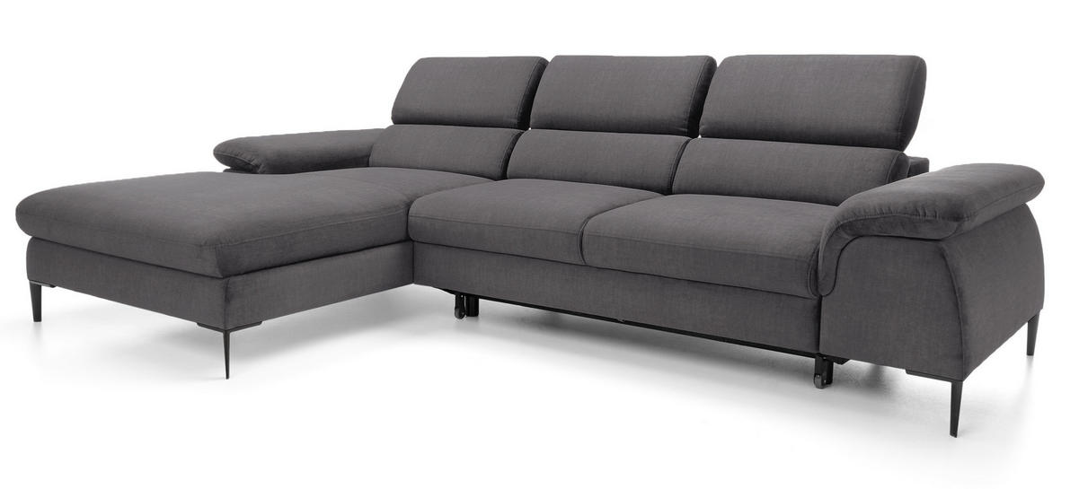 ECKSOFA L-Form 290 cm Amaro M mit Schlaffunktion, Links, Grau - Grau, Holz (288/182cm) - Emporius