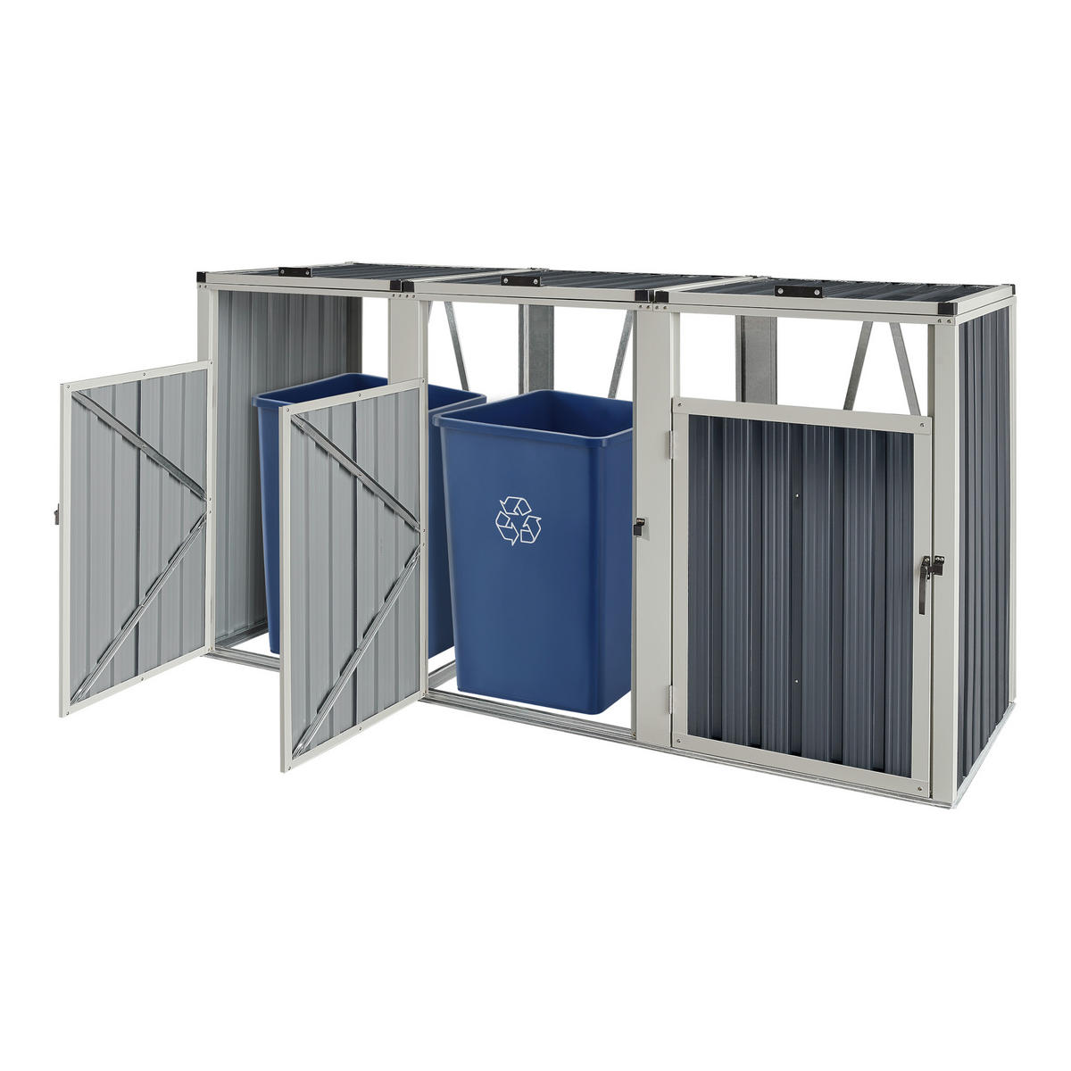 MÜLLTONNENBOX Tarbek - Anthrazit, Metall (219/121/82cm) - pro.tec