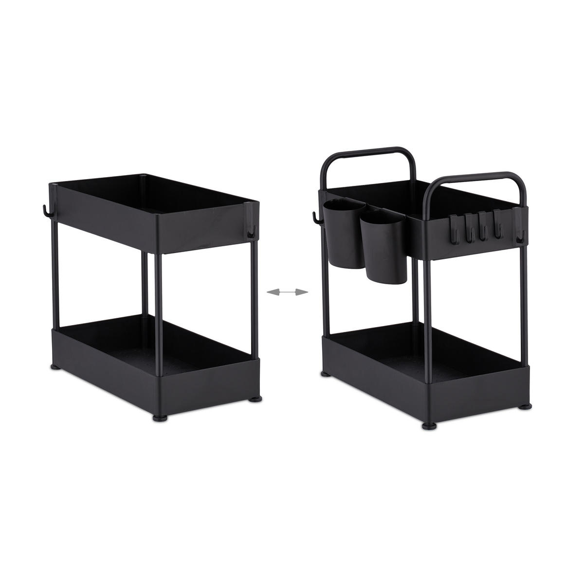 POLIČKA pod drezom - čierna, kov/plast (22/42.5/40cm) - Relaxdays