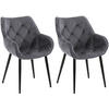 ARMLEHNENSTUHL 2er Set Samt Dunkelgrau - Dunkelgrau/Schwarz, Textil/Metall (58/83/62cm) - CLP