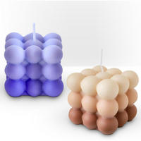 DUFTKERZEN Set 2 Stück Bubble Candle Lila und Bernstein Sojawachs - Multicolor, Paraffin (6cm)