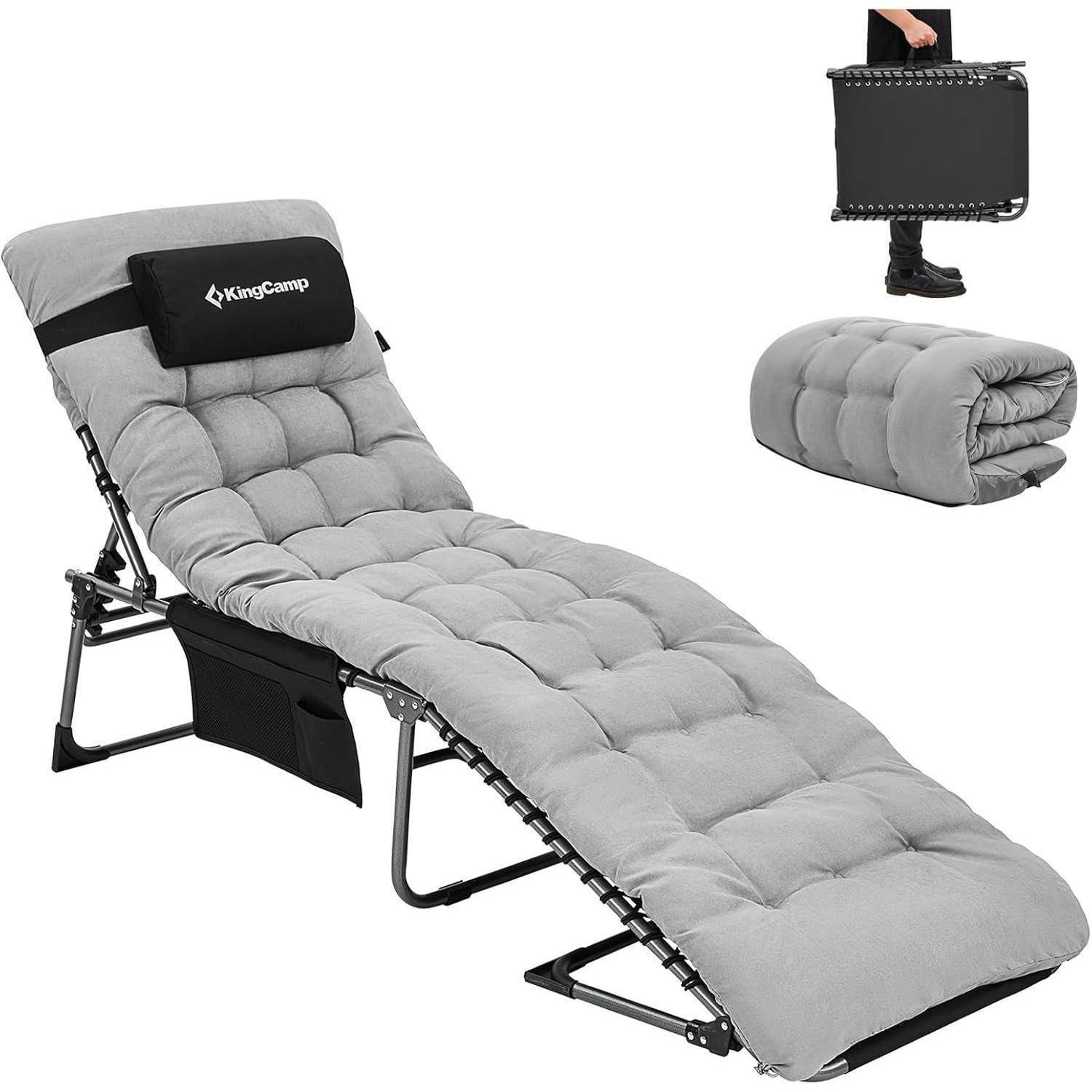 CAMPINGLIEGE mit Auflage verstellbar 5-fach Grau - Grau, Textil (59/37/190cm)