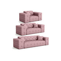 SOFASET Chantal - Pink, Holzwerkstoff/Textil (251/78/96cm) - Fun Möbel