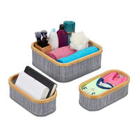 3TLG.AUFBEWAHRUNGSKORB - Multicolor, Holz/Holzwerkstoff (33.5/33.5/12.5cm) - Relaxdays