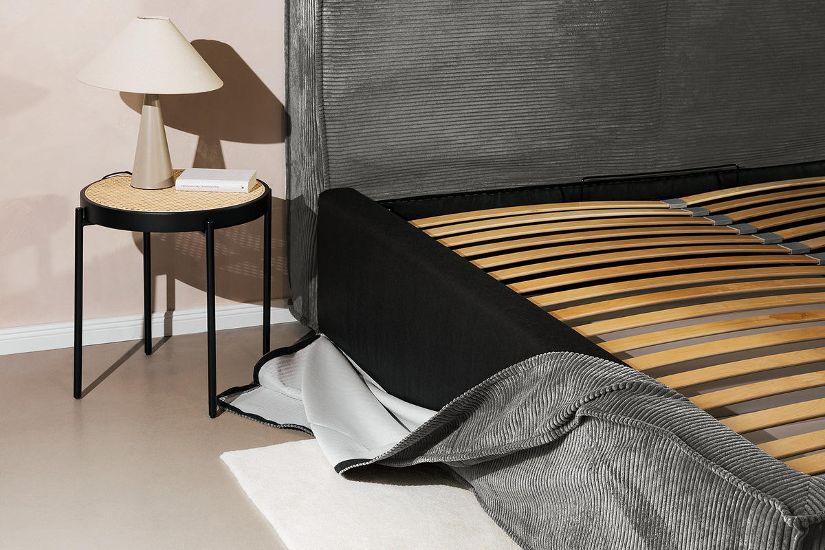 POLSTERBETT - Graphitfarben, Textil (180/200cm) - home24