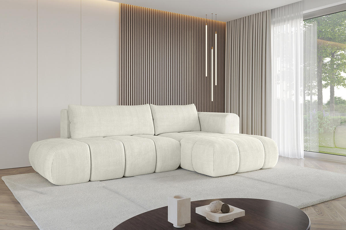 ECKSOFA Ottomane Rechts CLOUD-L 289x180x40 Hellgrau Cord - Hellgrau, Holzwerkstoff/Kunststoff (289/180cm) - ALTDECOR