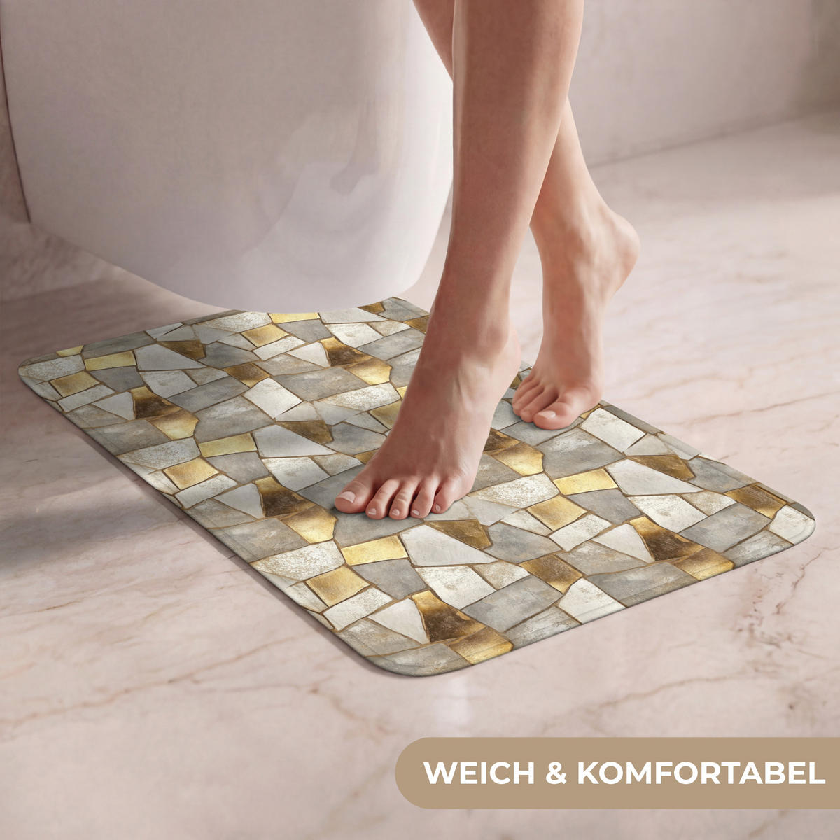 WC PŘEDLOŽKA Mozaika - Mramor - Zlato 40x60 cm - šampaňská, textil/plast (40/1cm) - OnlyWow