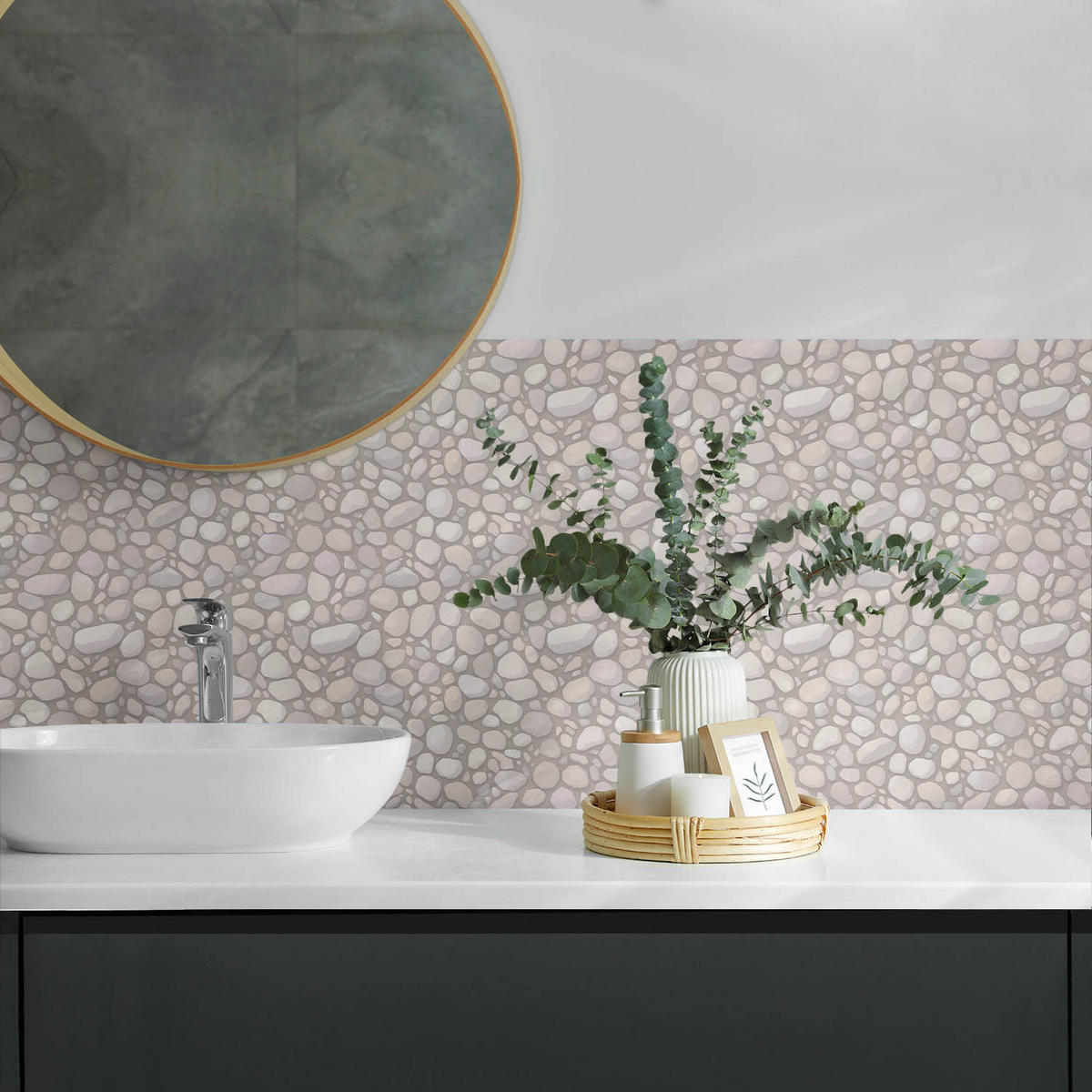 WANDPANEEL 100x50 cm selbstklebend Ciottolo - Ecru, Kunststoff (50/1.6/100cm) - Wallfluent