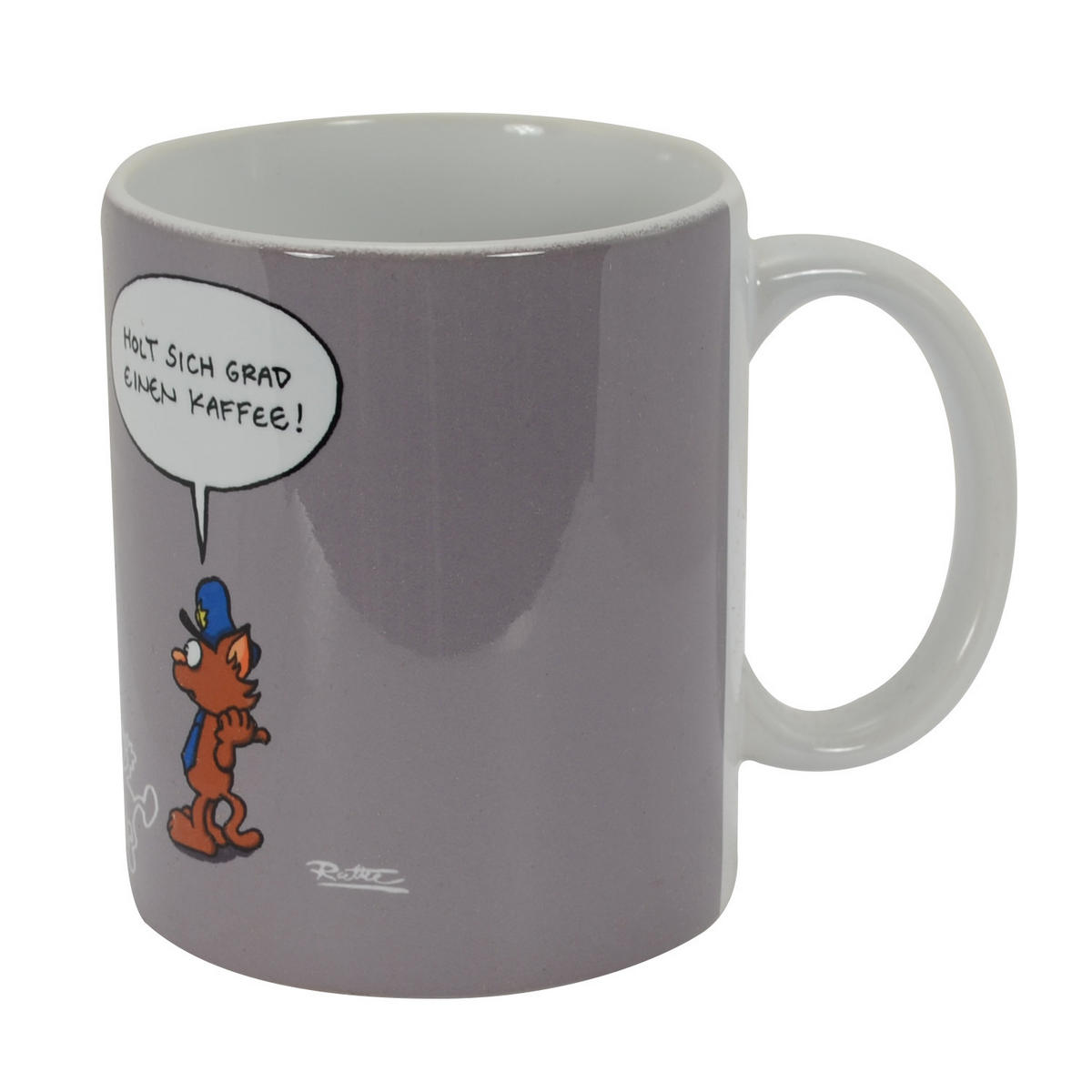 KAFFEEBECHER Ralph Ruthe Katzen Wo ist der getötete? Grau 320 ml - Grau, Keramik (0.32L) - United Labels