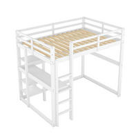HOCHBETT 140/200 cm DE-04413, mit Schreibtisch und 4 Ablagefächern in Weiß - Weiß, Holz/Holzwerkstoff (140/200cm) - ComfortXL
