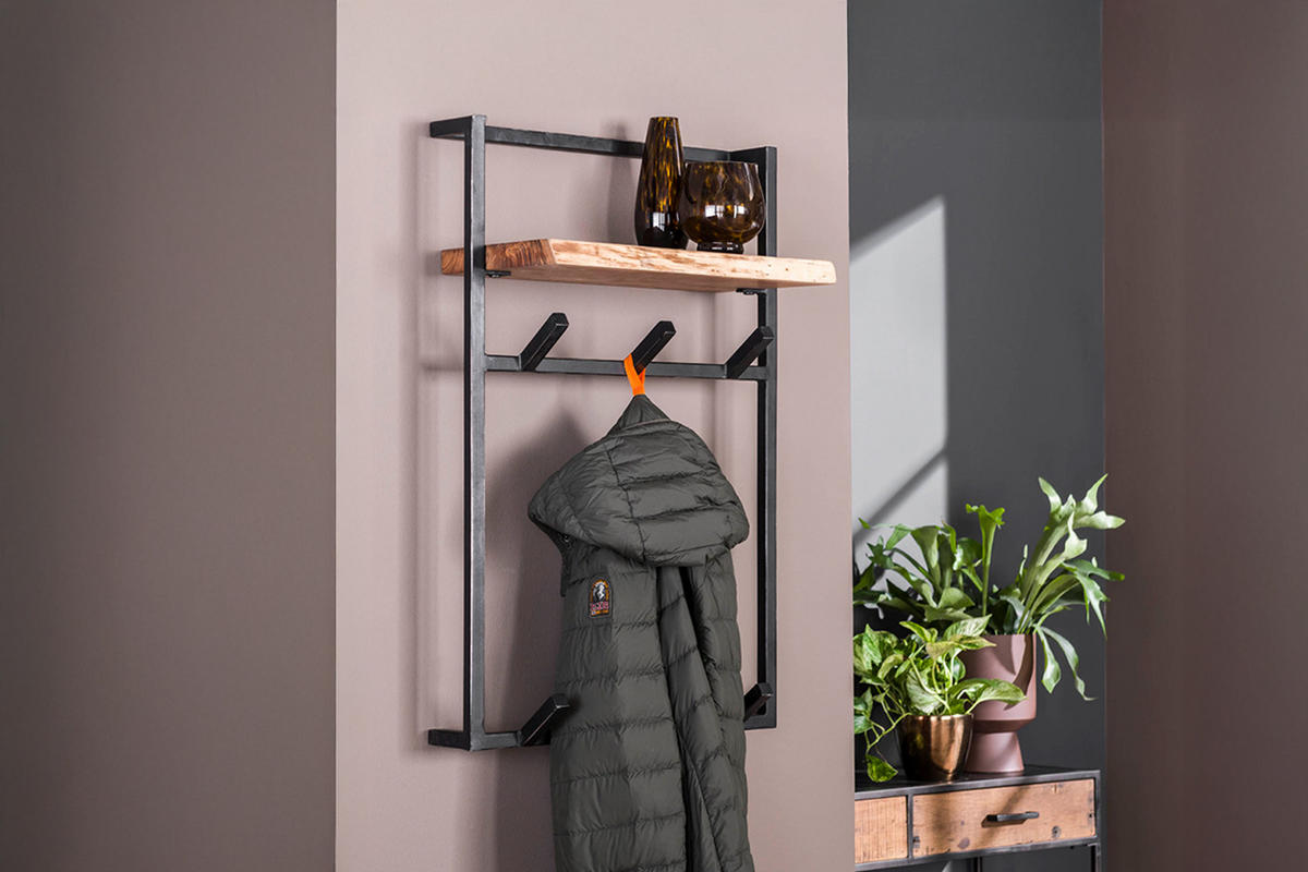 GARDEROBE RAICA Schwarz Akazie - Schwarz, Metall (51/80/30cm) - KAWOLA