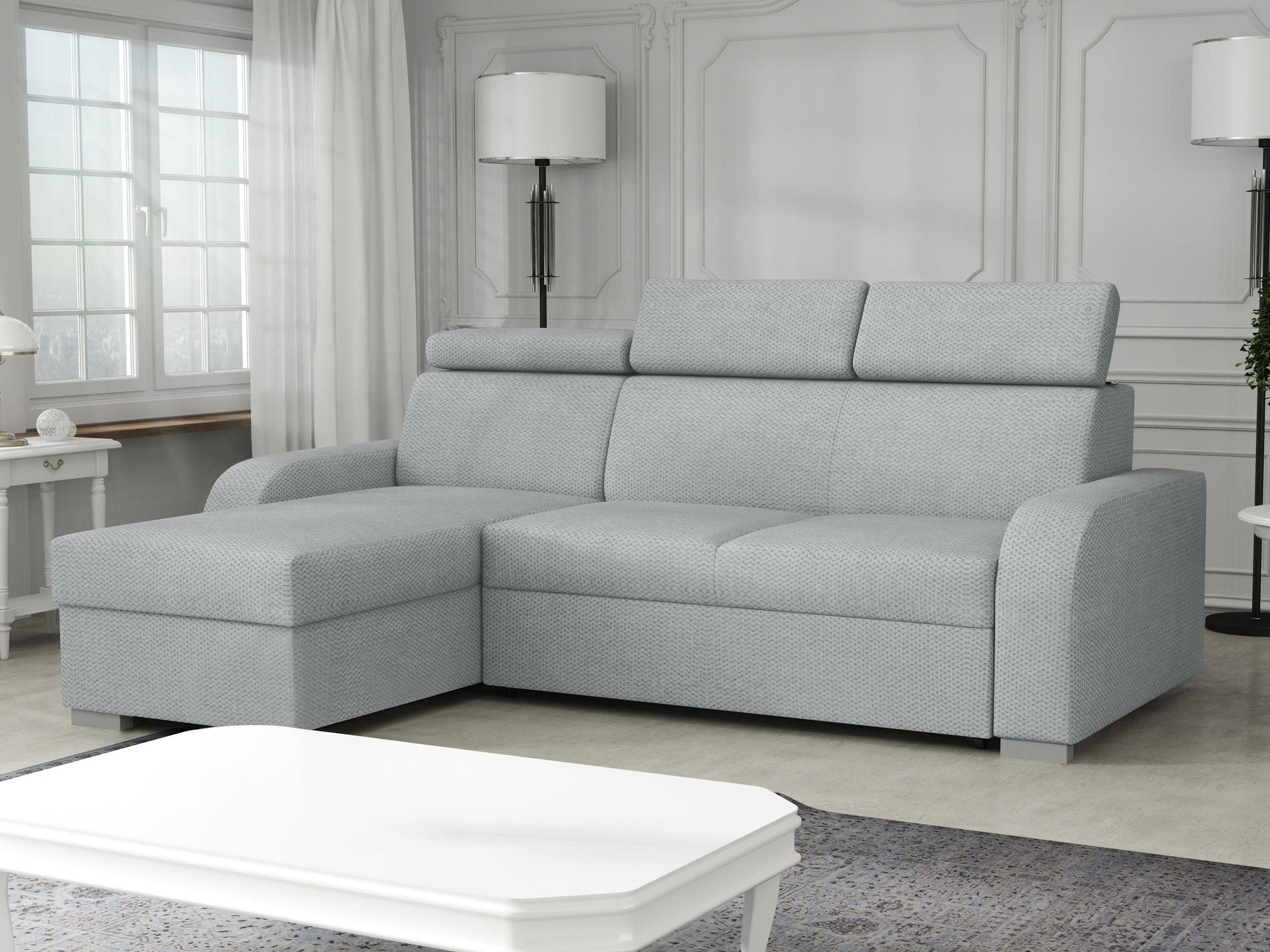 ECKSOFA Oslo 2rLC - Silberfarben/Hellgrau, Holz/Textil (235/170cm) - MIRJAN24