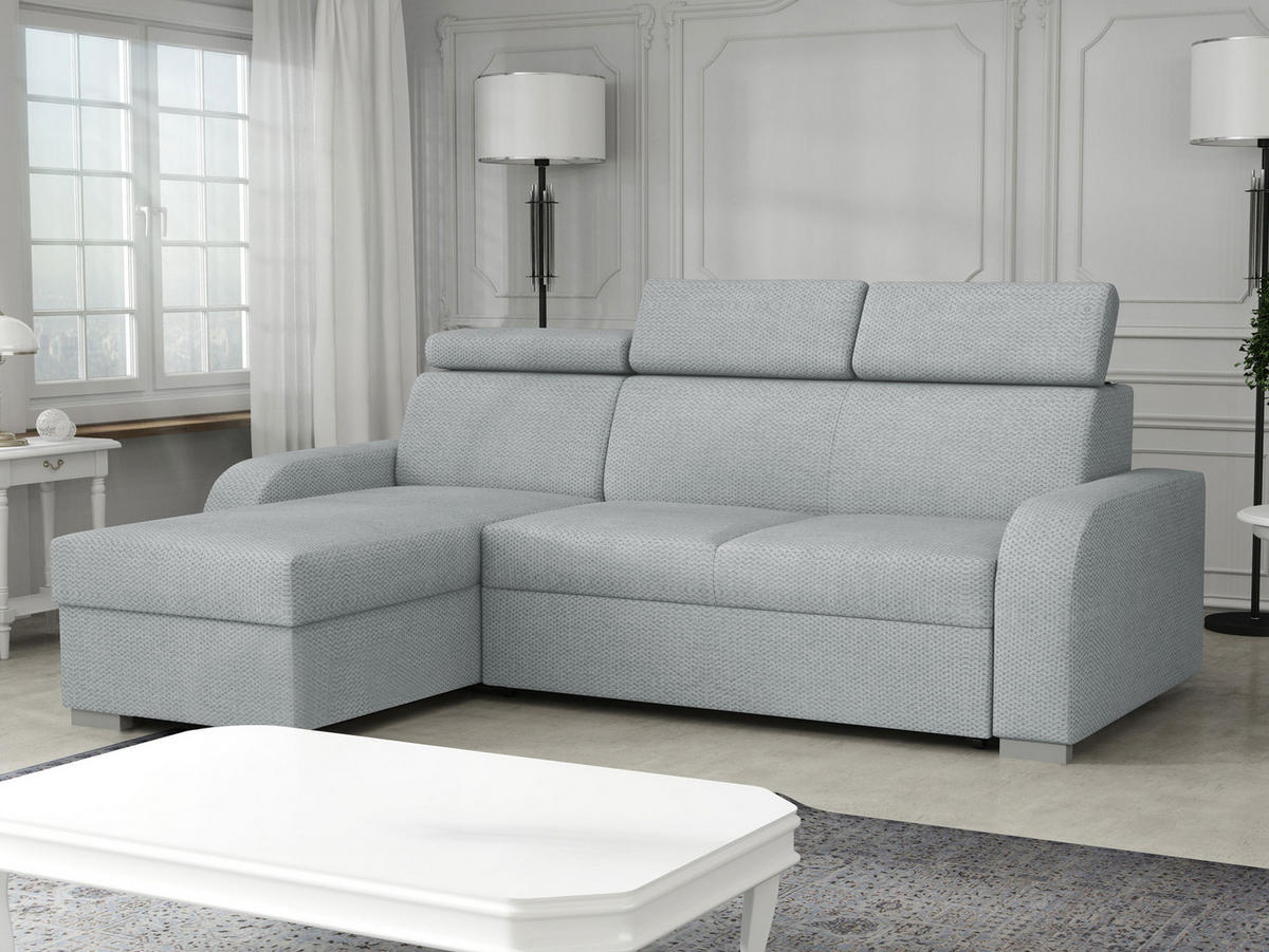 ECKSOFA Oslo 2rLC - Silberfarben/Hellgrau, Holz/Textil (235/170cm) - MIRJAN24