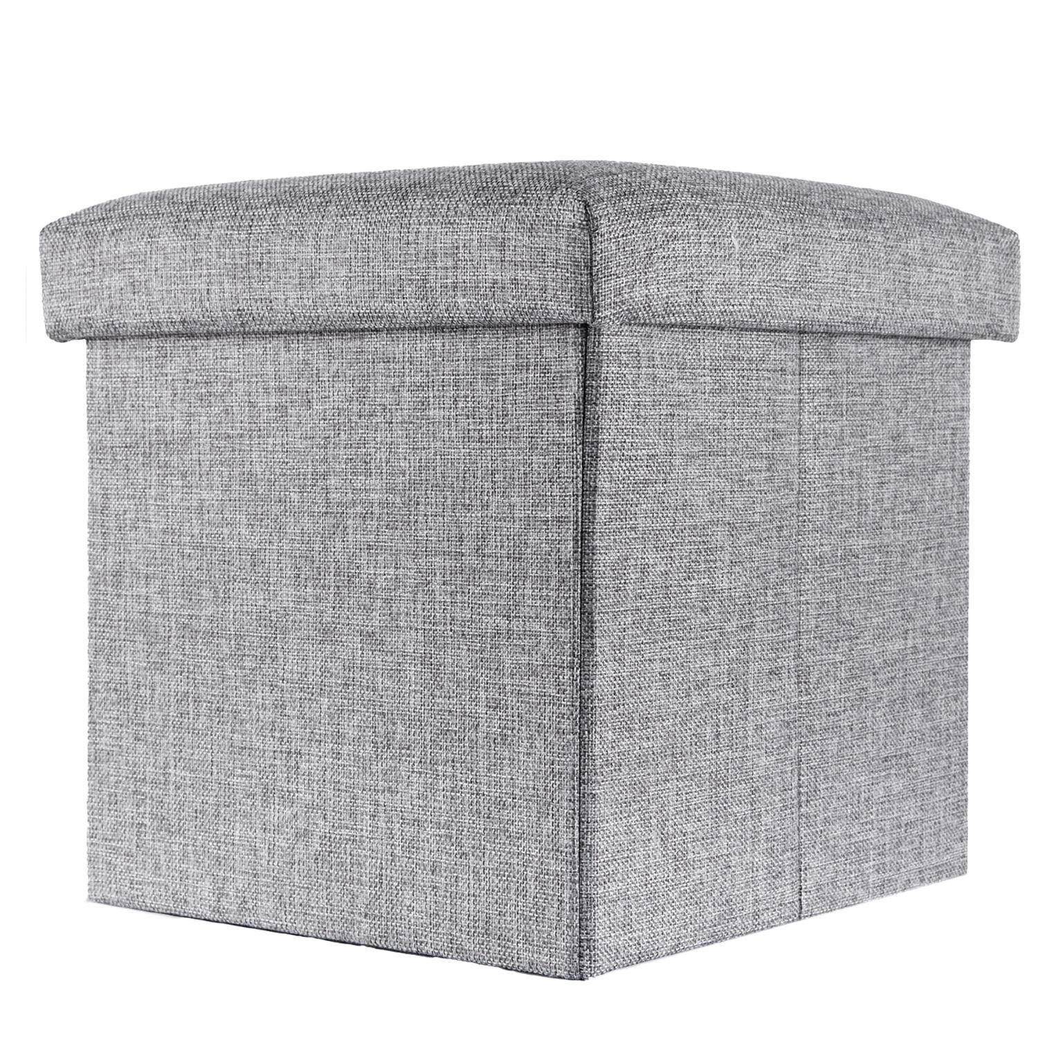 SITZHOCKER Faltbar mit Stauraum 38/38/38 cm (Grau) - Grau, Textil (38/38/38cm) - Intirilife