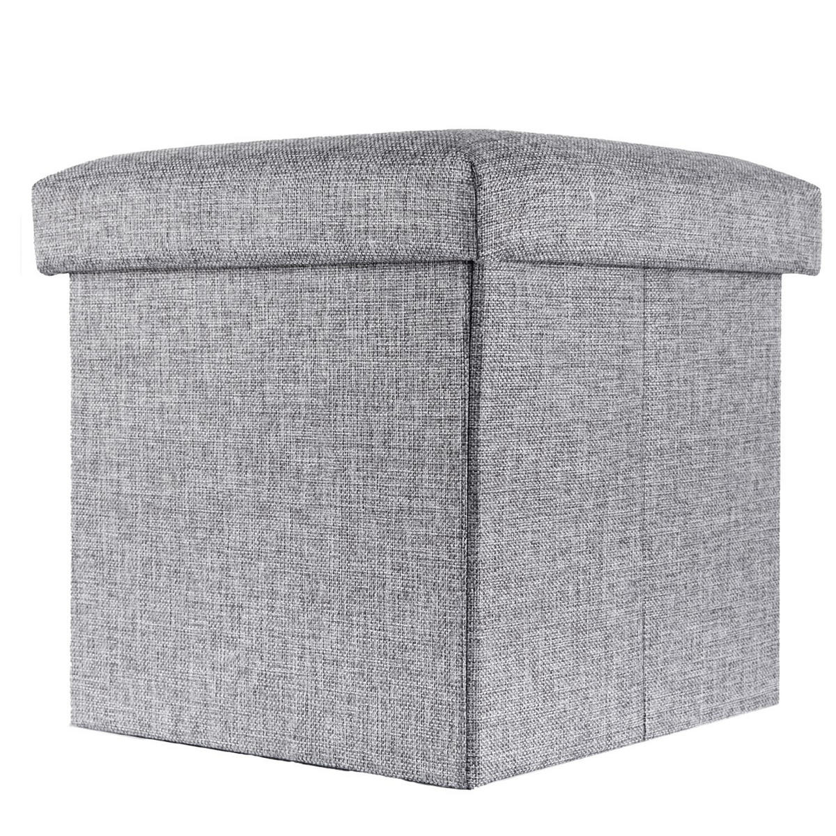 SITZHOCKER Faltbar mit Stauraum 38/38/38 cm (Grau) - Grau, Textil (38/38/38cm) - Intirilife