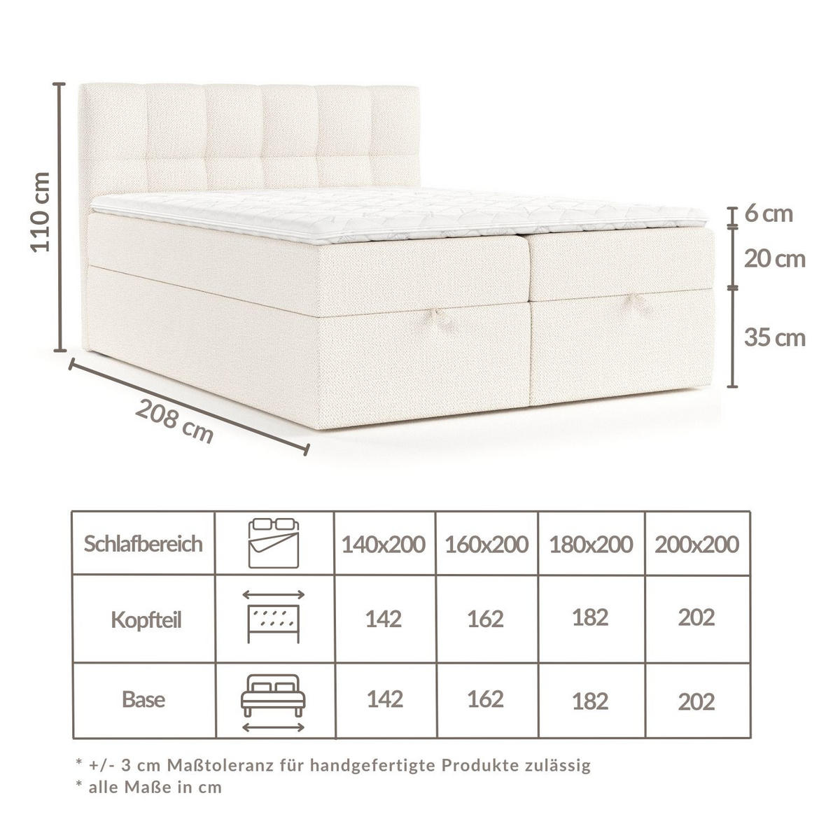 BOXBETT Shay Grau 180/200 cm - Schwarz/Grau, Holz/Holzwerkstoff (180/200cm) - Maison de Reve