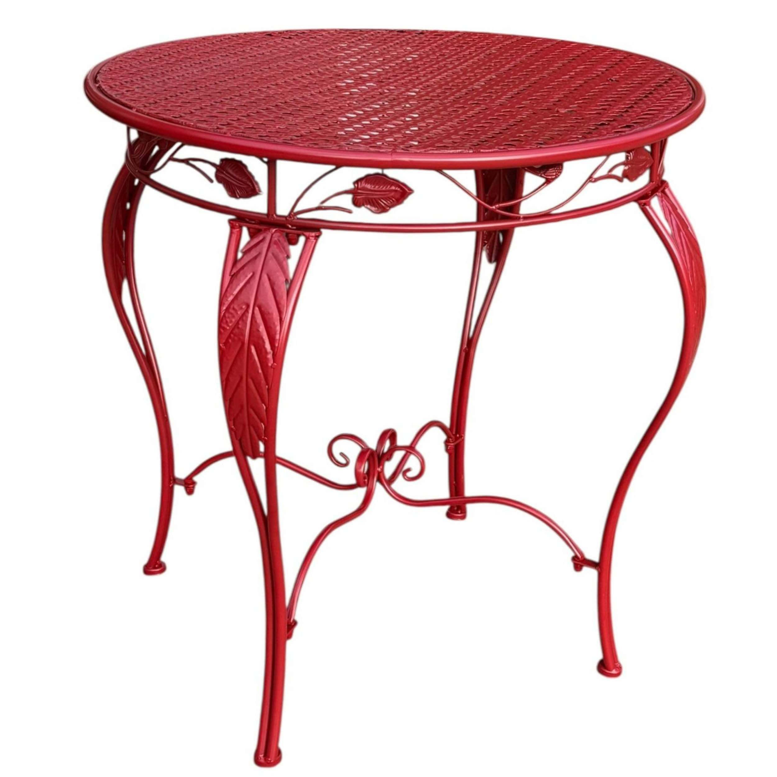 GARTENTISCH Rund 70cm Metall Antik Rot Wetterfest Terrassentisch - Rot, Metall (75/75/73cm) - DanDiBo