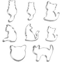AUSSTECHFORM Katze 8-teiliges Set Edelstahl - Silberfarben, Metall (4/2.5/9.7cm)