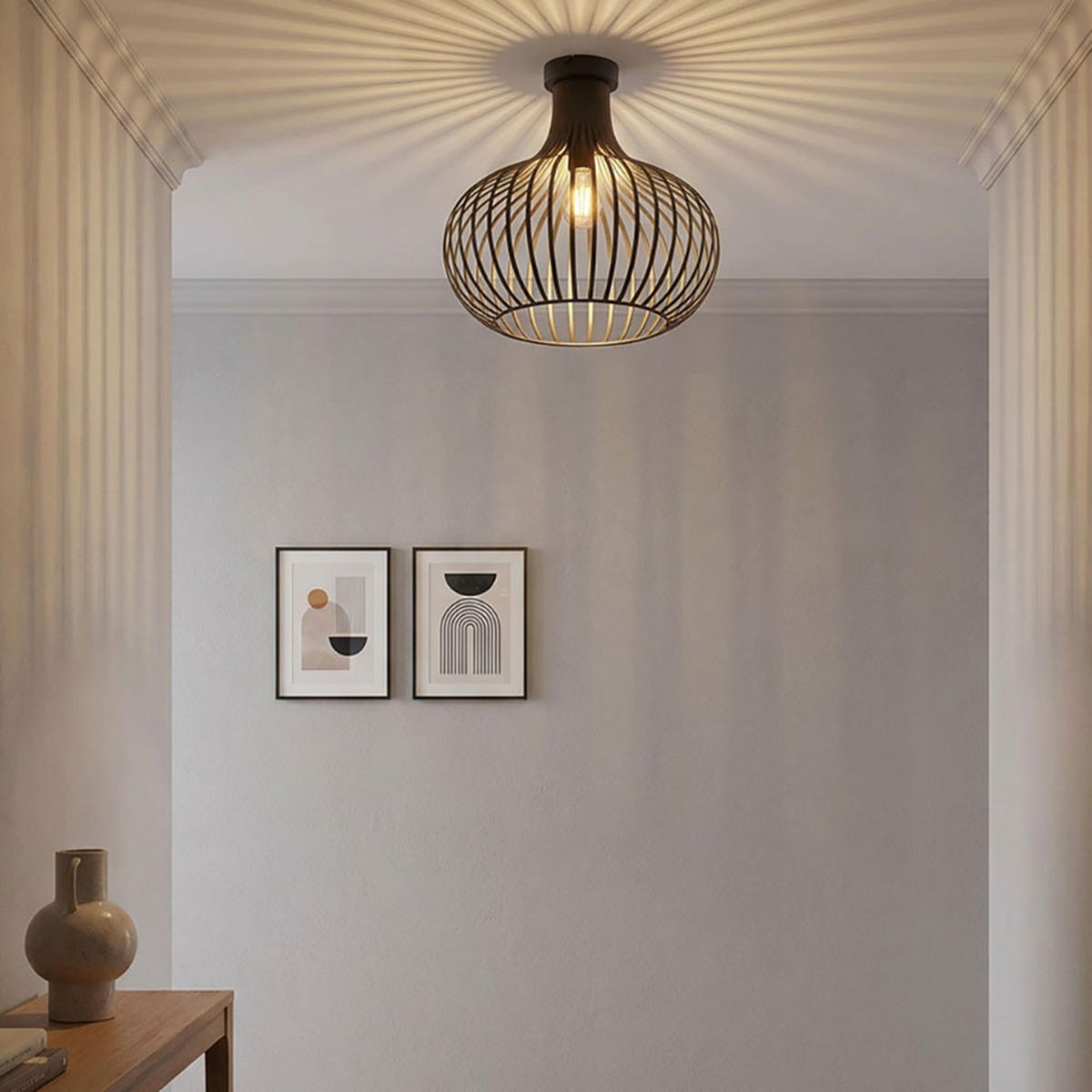 LED DECKENLEUCHTE Metall Rostoptik Braun - Braun, Metall (40/40/35cm) - Nowa
