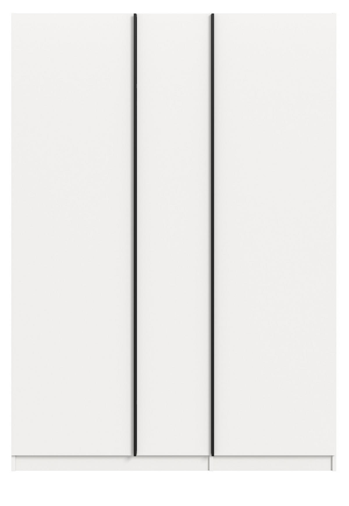 KLEIDERSCHRANK weiß 3-türig 130 x 183 cm, Drehtürenschrank inklusive Kleiderstangen - Schwarz/Weiß, Holzwerkstoff/Kunststoff (130/183/53cm) - Inn.Furn