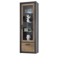 VITRINE Kastanie grau Fresco, Vitrinenschrank, 67 x 200 cm - Kastanienfarben/Dunkelgrau, Glas/Holzwerkstoff (67/200/35cm) - Furn.Design