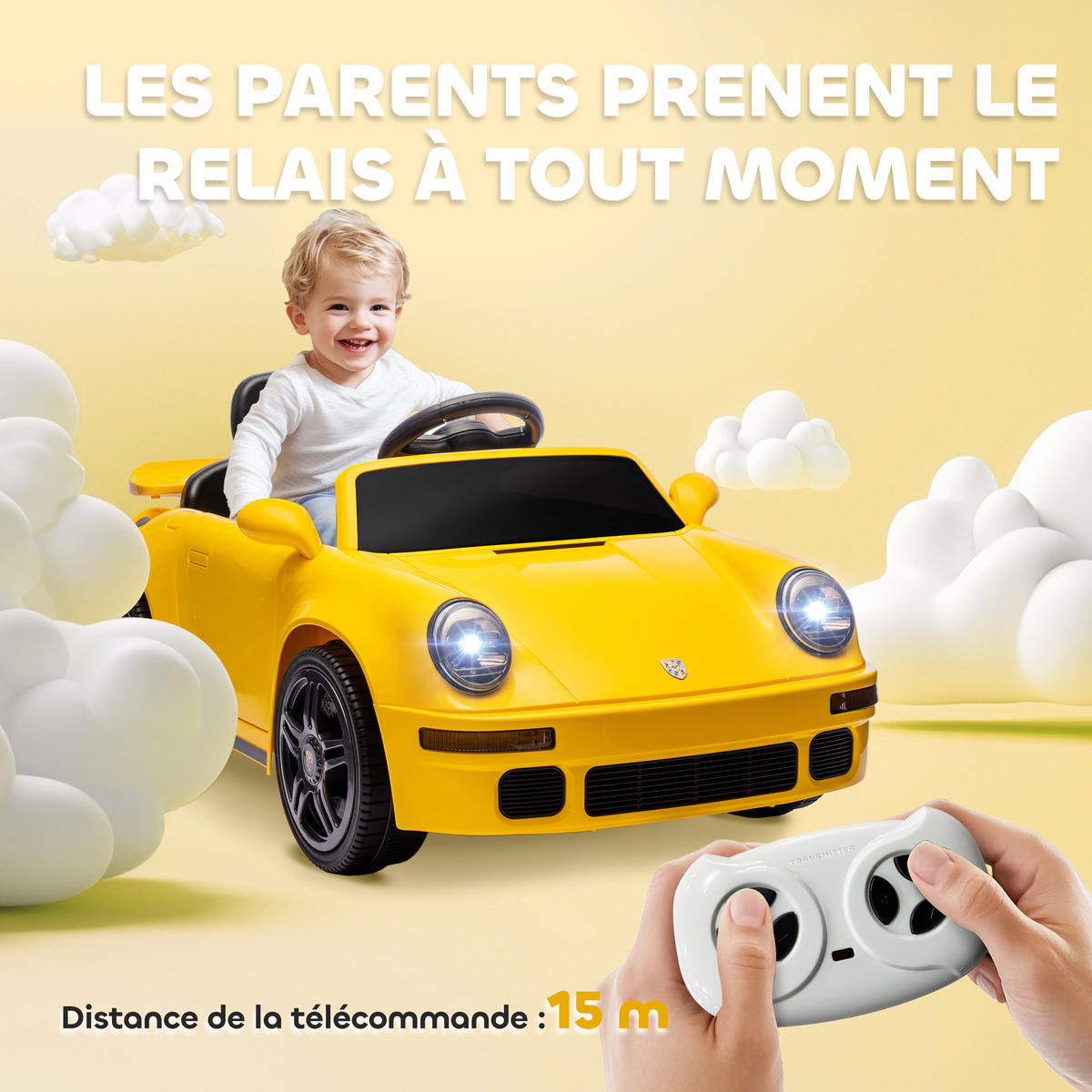 ELEKTRO-KINDERAUTO DE-13073 Fernbedienung Gelb - Gelb, Kunststoff (103/55/44cm) - ComfortXL