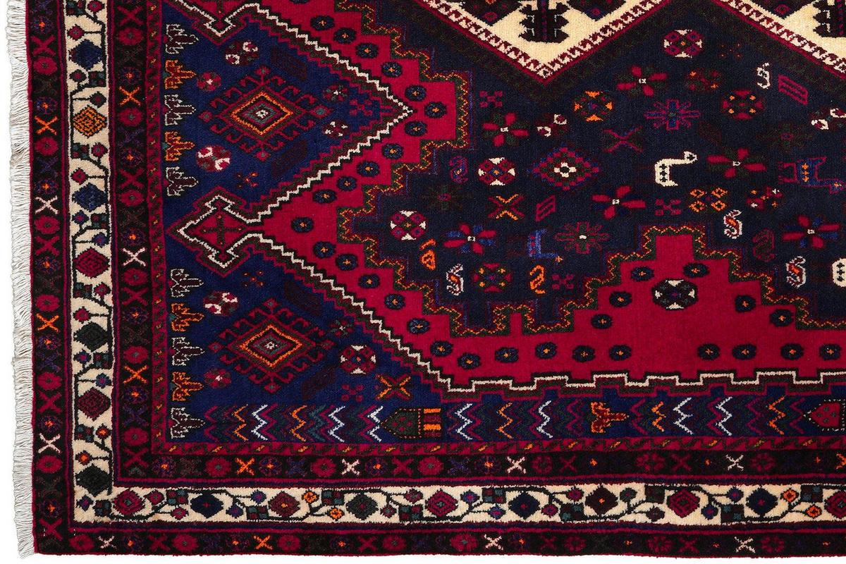 ORIENTTEPPICH handgeknüpft Afshar Rot, Blau 230/160 cm Schurwolle - Blau/Rot, Textil (160/230cm) - Looma