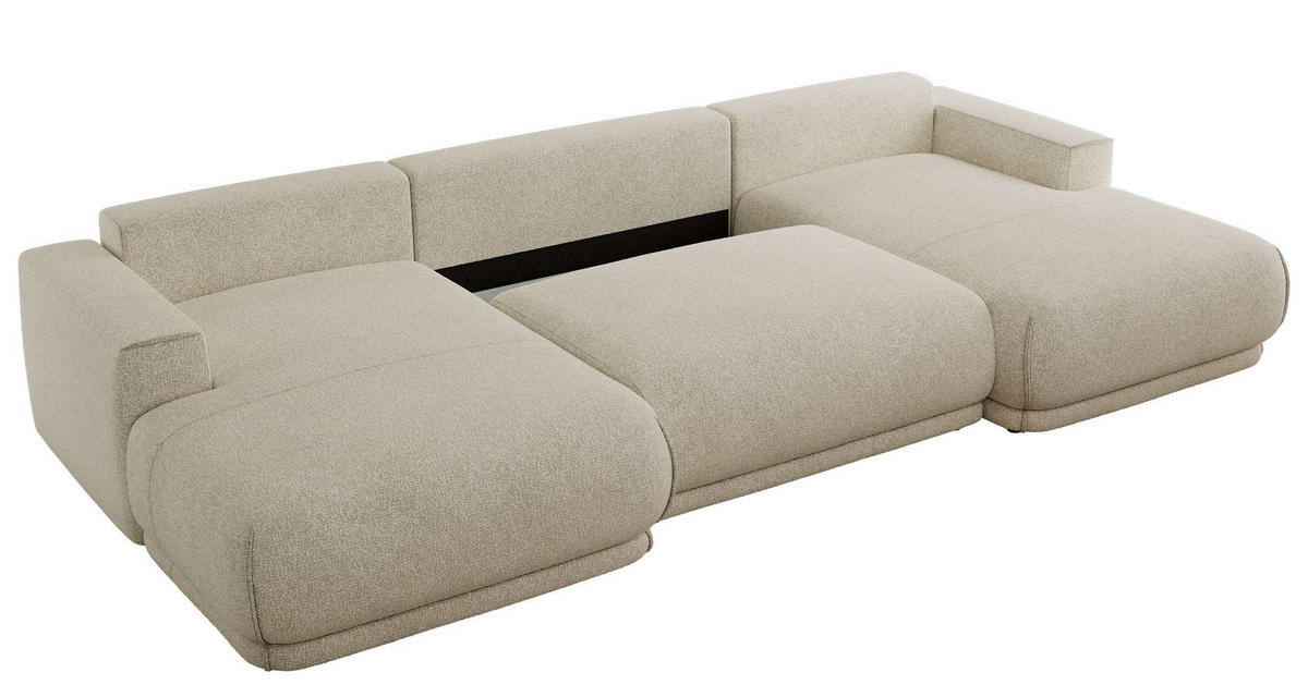 SEDACIA SÚPRAVA RINA U Creme Štruktúra - čierna/krémová, textil/plast (360/85/170cm) - MKS
