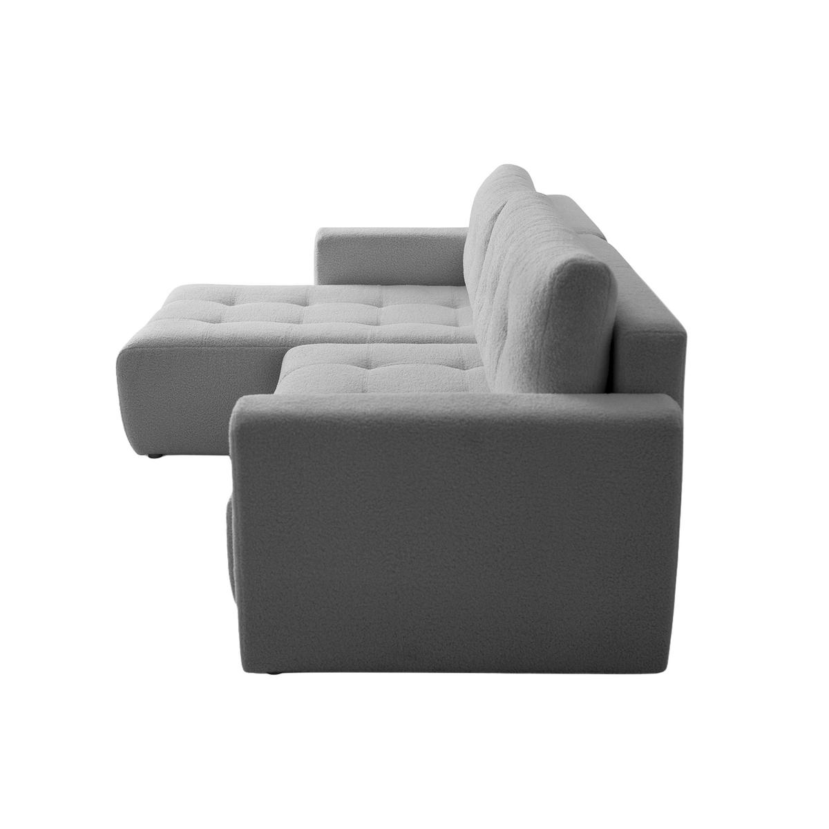 ECKSOFA WALONGO mit Schlaffunktion, Hellgrau - Hellgrau, Textil (261/143cm) - Fedve