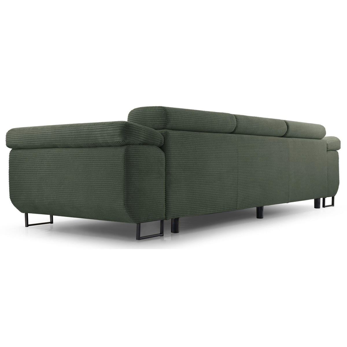 3-SITZER SOFA Capurso Olivgrün Cord - Schwarz/Olivgrün, Textil/Metall (274/90/98cm) - Selsey