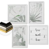 WANDBILDER 4er-Set - 50x50 cm & 40x60 cm Weißer Rahmen - Die Blätter der Pflanzen sind grünlich-grau. - Weiß, Kunststoff (50/50cm) - ArtPrintCave