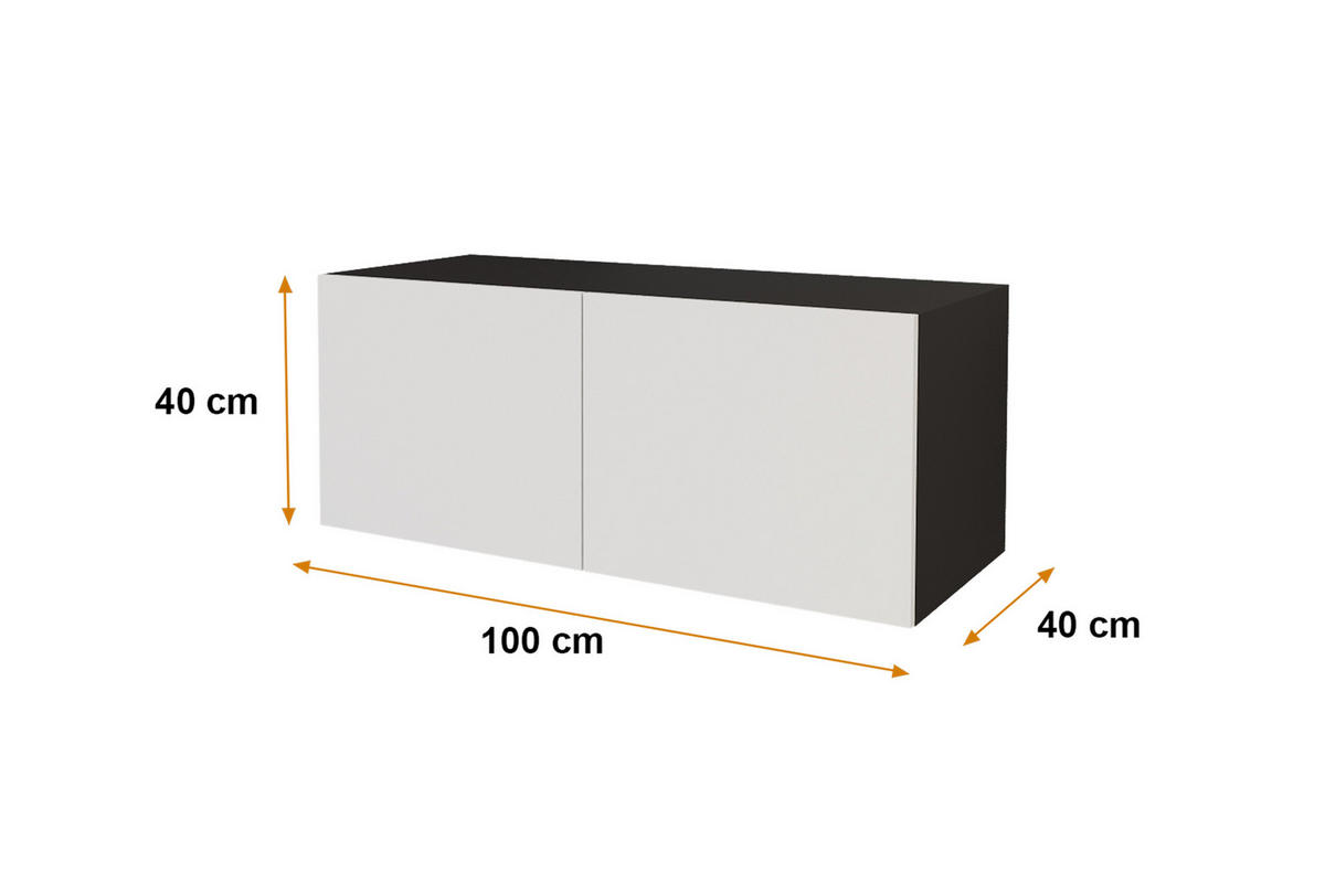 LOWBOARD ELIO-W 100x40x40 cm - Schwarz / Weiß - Schwarz, Holzwerkstoff (100/40/40cm) - ALTDECOR