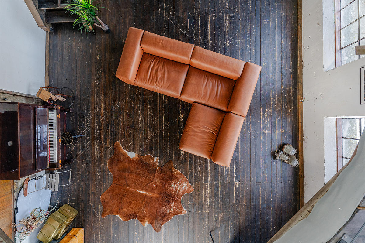 MODULSOFA MIA Braun Lederfaserstoff - Dunkelbraun/Schwarz, Leder/Kunststoff (418/72/120cm) - KAWOLA