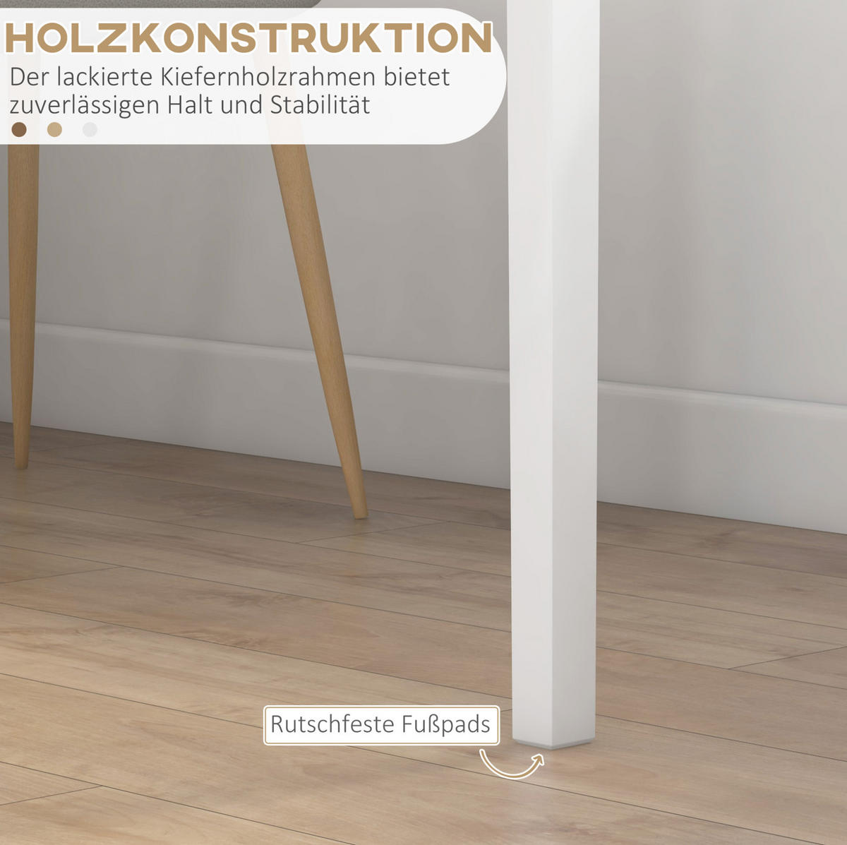 ESSTISCH aus massivem Kiefernholz 75x75x76 cm Weiß für 2 Personen im Landhausstil - Weiß, Holz (75/75/76cm) - Modfu
