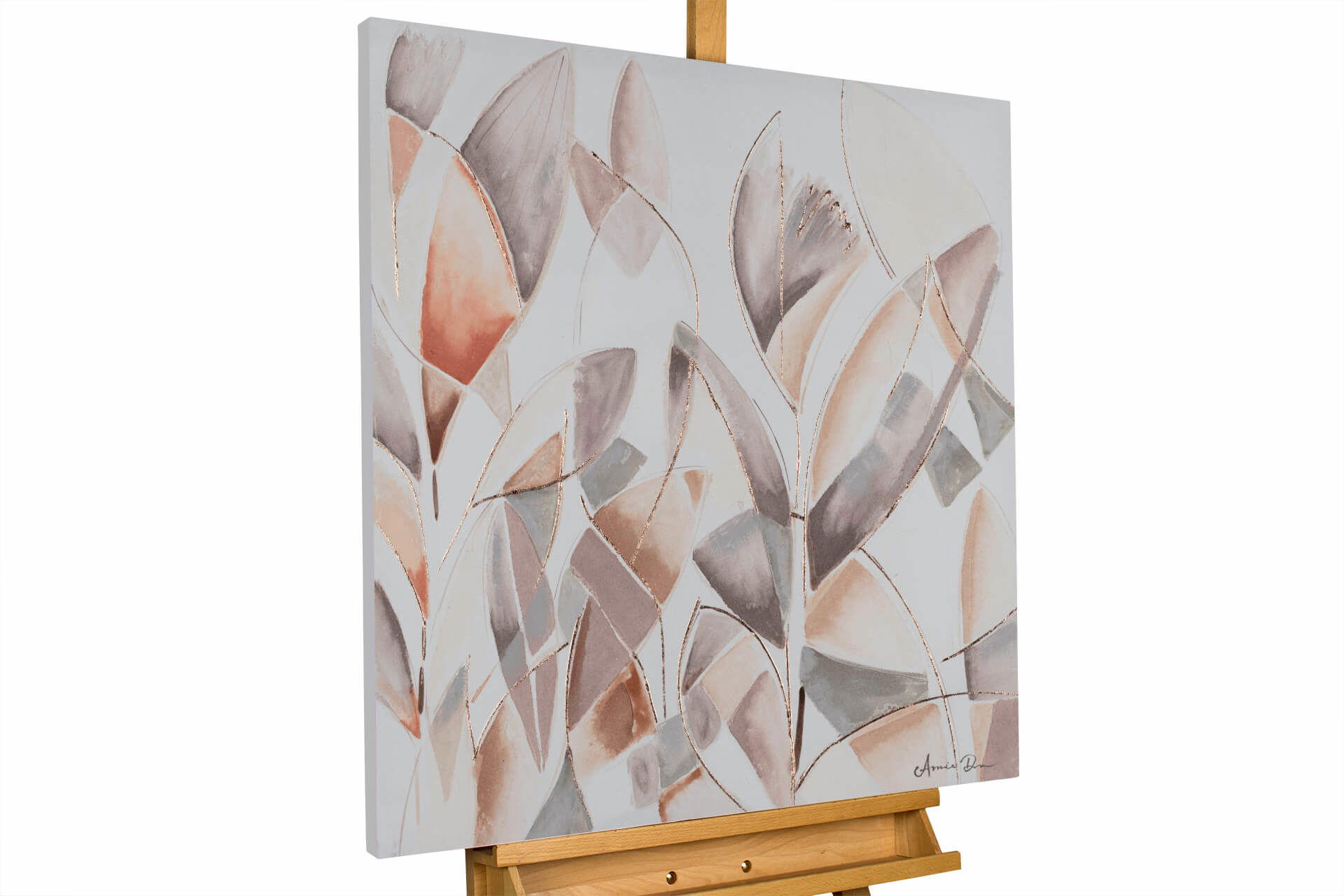 ACRYLBILD HANDGEMALT 80/80 cm - Taupe/Grau, Holz/Textil (1.3/80cm) - KUNSTLOFT