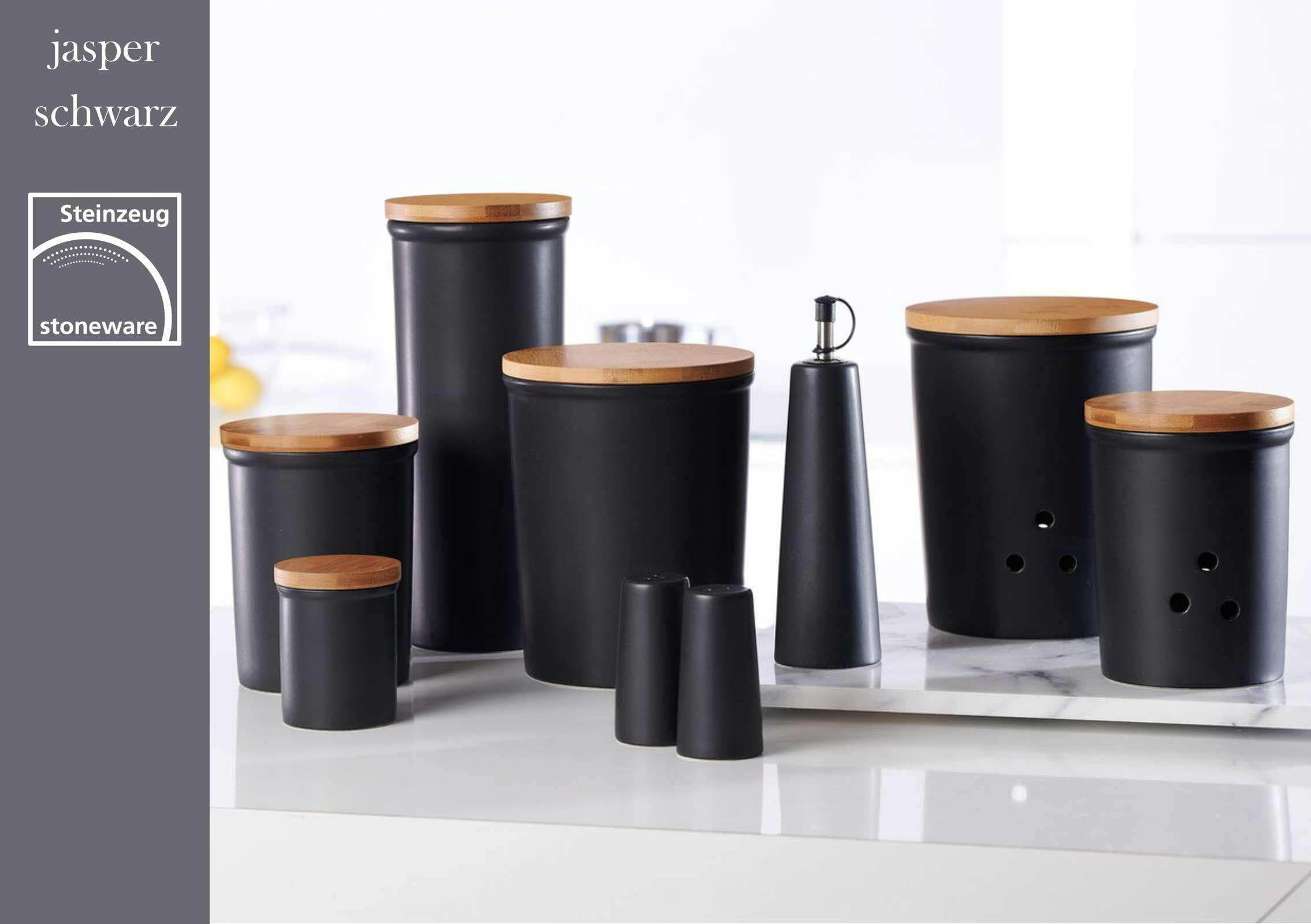 VORRATSDOSEN Jasper schwarz-braun 800 ml 2er Set - Schwarz/Braun, Keramik (12/15/12cm) - Ritzenhoff Breker