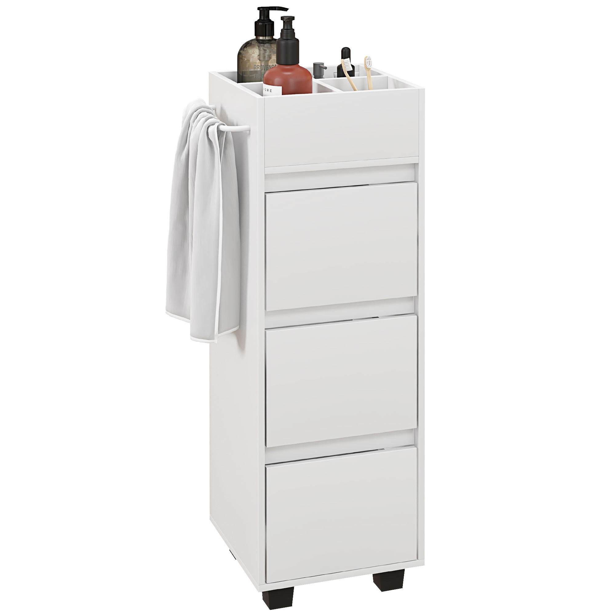 BADEZIMMERSCHRANK Weiß 35/30/90 cm - Weiß, Holzwerkstoff (35/90/30cm) - PANGIVO